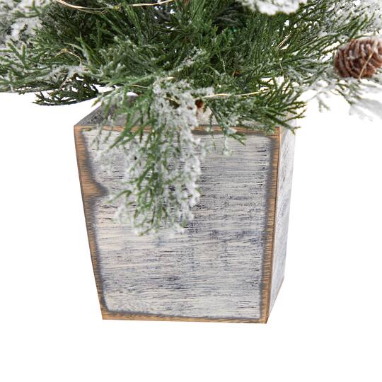 2ft. Pre-Lit Frosted Artificial Christmas Tree in Decorative Planter, Clear Lights